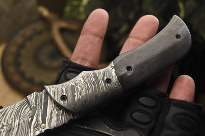 Custom Handmade Damascus Folding/Pocket Knife With Awesome Black Bone Handle