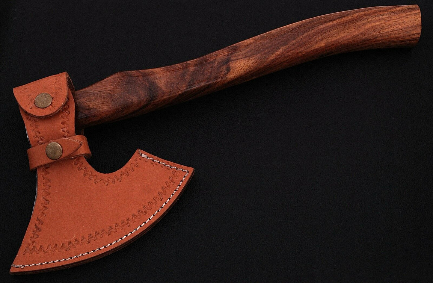 HS-1077 | Custom Handmade Damascus Hand Forged Axe With Rose Wood Handle