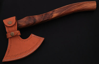 HS-1077 | Custom Handmade Damascus Hand Forged Axe With Rose Wood Handle