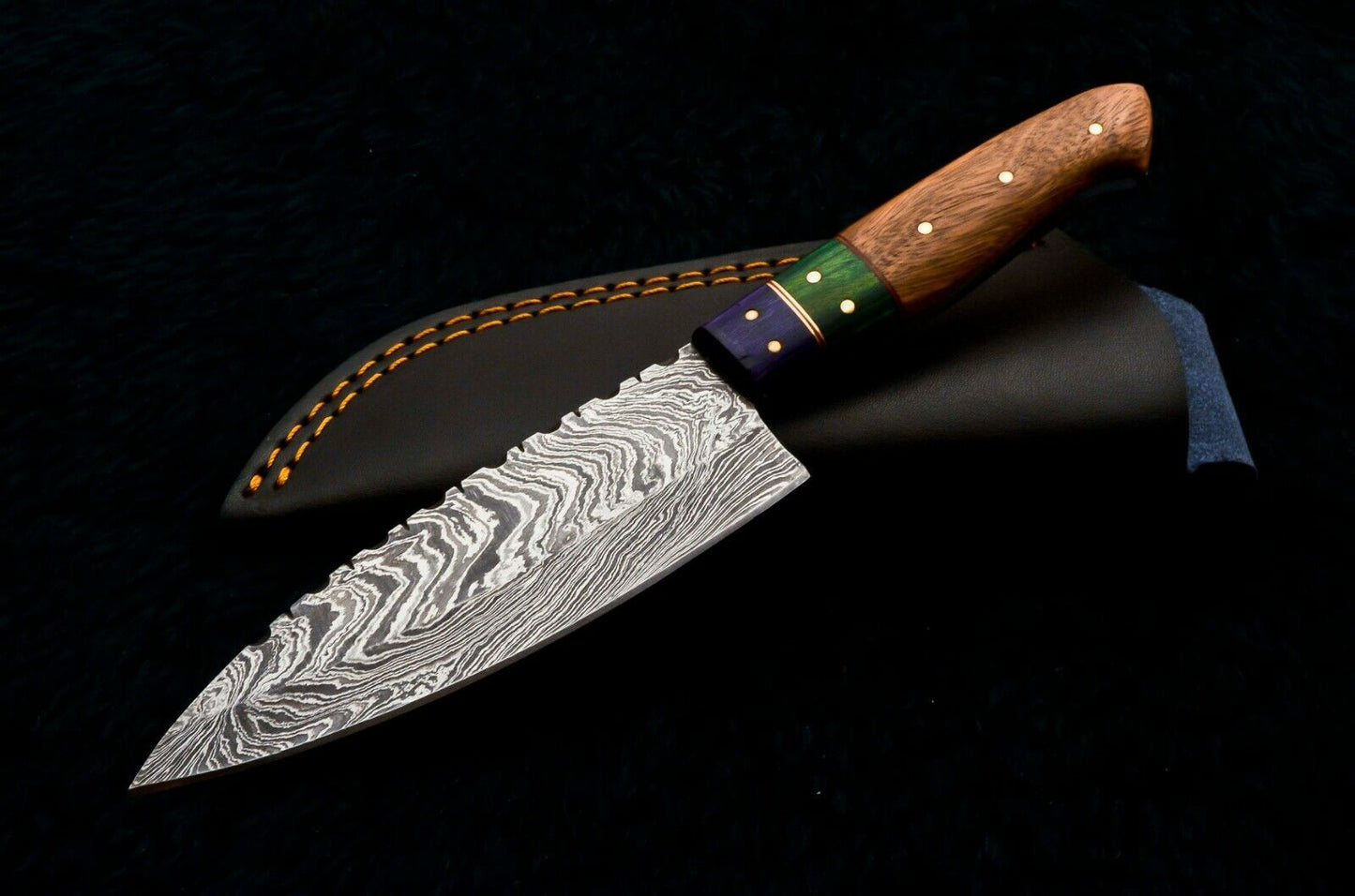 HS-457 Custom Handmade Damascus Kitchen/Chef Knife - Wood Handle - Best Price