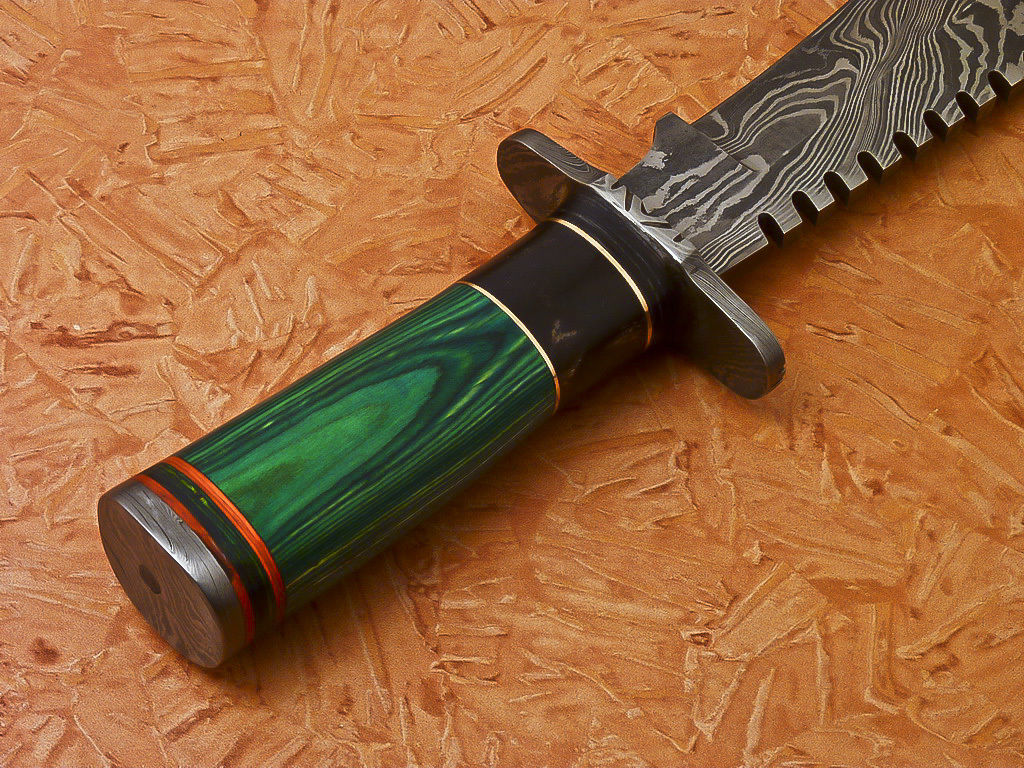 HS-350 | Custom Handmade Damascus Hunting / Bowie Knife With Hard Wood Handle