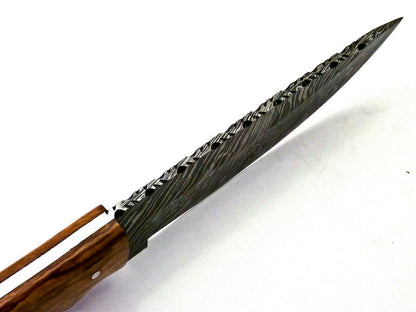 HS-823 Custom Handmade Damascus Skinner Knife With Wood Handle