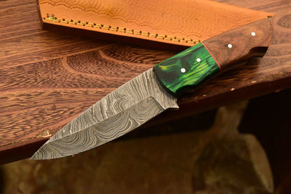 HS-835 Custom Handmade Damascus Skinner Knife With Hard Wood Handle