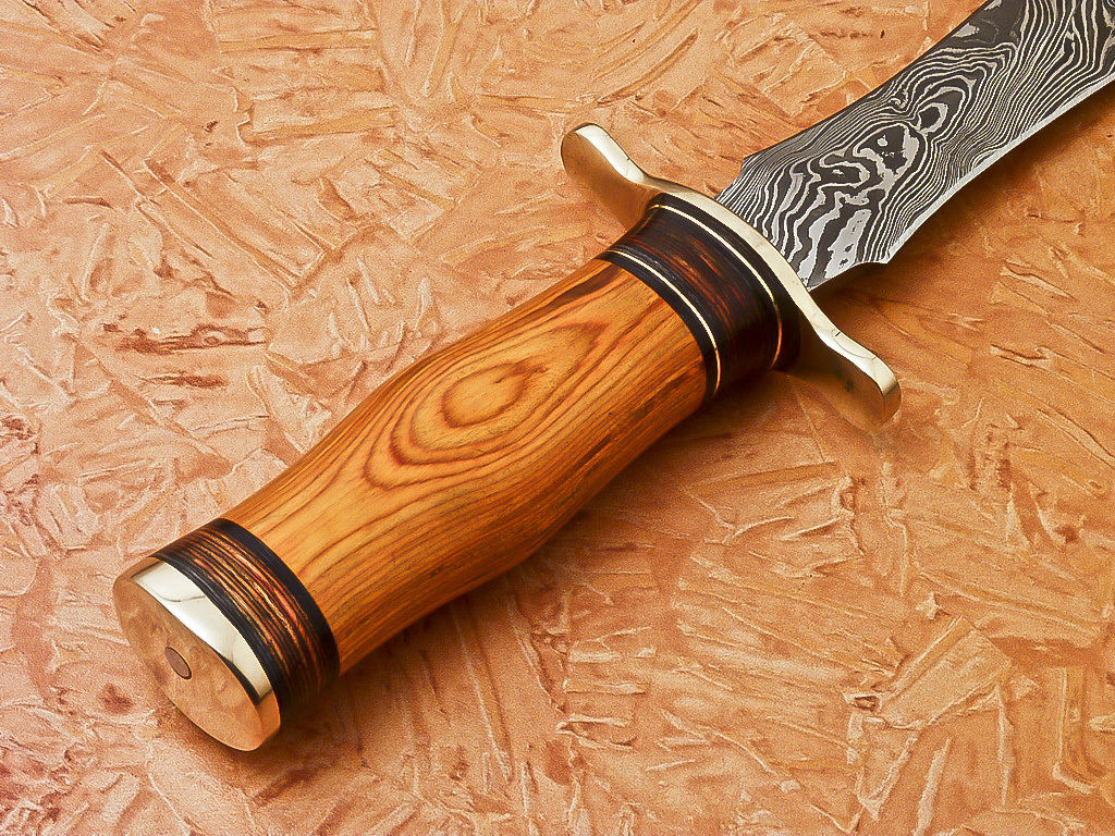 Custom Handmade Damascus Dagger Hunting Knife With Hard Wood Handle
