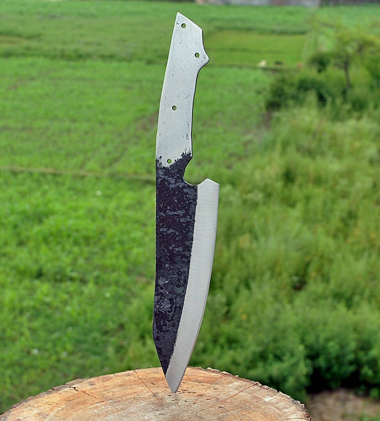 HS-300 Custom Handmade Damascus Forged Railroad Spike Carbon Steel Chef Knife Blank Blade