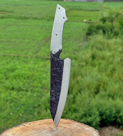HS-300 Custom Handmade Damascus Forged Railroad Spike Carbon Steel Chef Knife Blank Blade