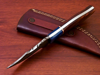 HS-817 Custom Handmade Damascus Skinner Knife With Hard Wood Handle