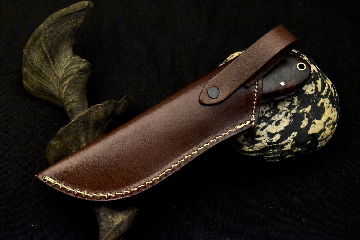 HS-827 Custom Handmade Damascus Skinner Knife With Natural Wood & Mosaic Pin Handle Handle