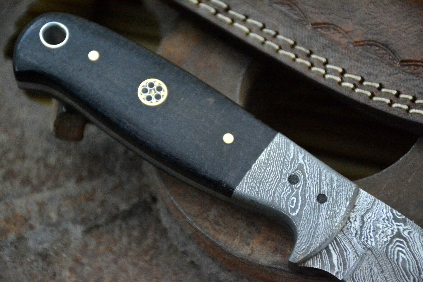 HS-847 Custom Handmade Damascus Skinner Knife With G-10 Micarta Handle