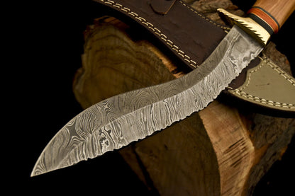HS-882 Custom Handmade Damascus Kukri Knife With Wood Handle
