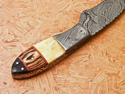 HS-917 Custom Handmade Damascus Karambit Style Knife With Hard Wood Handle