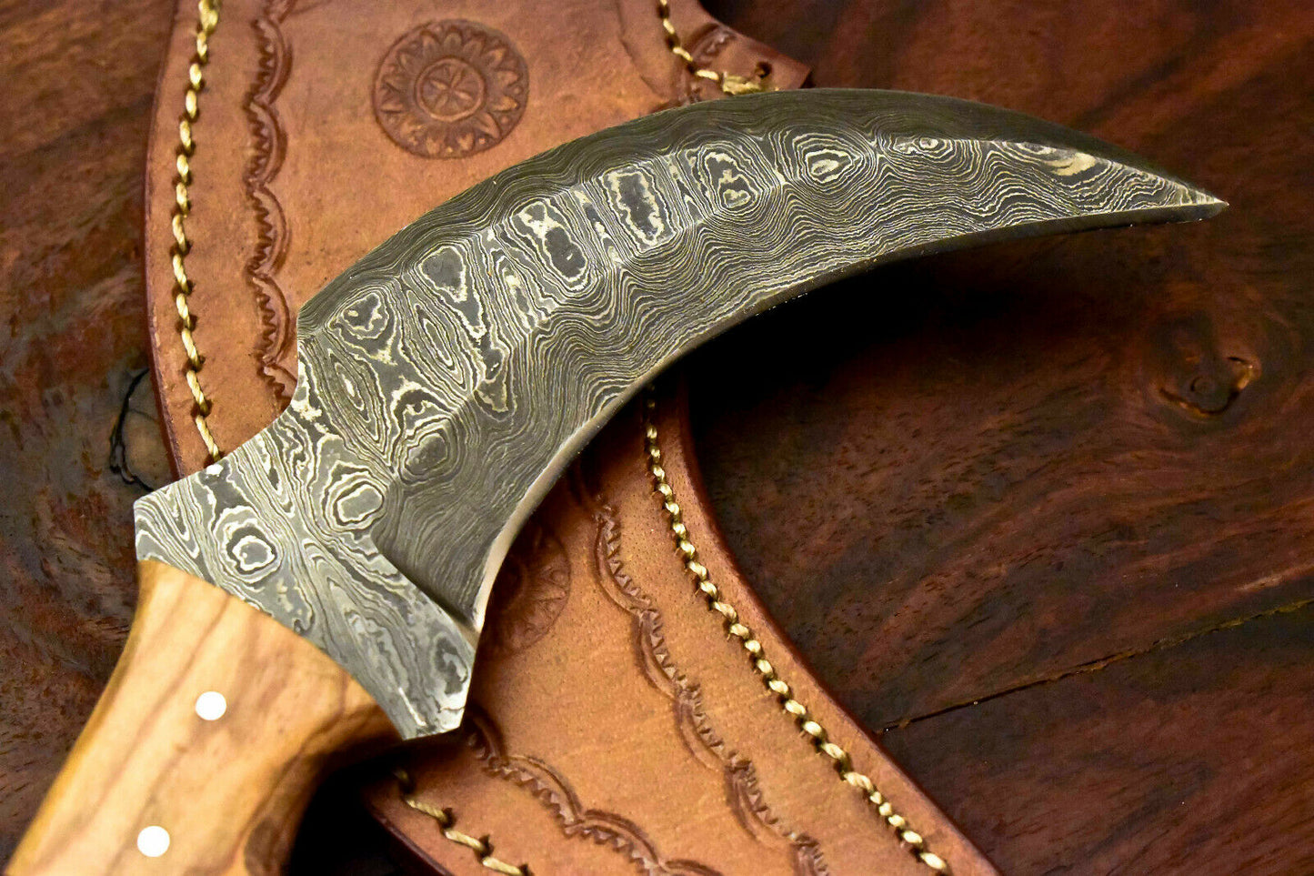 HS-916 Custom Handmade Damascus Karambit Full Tang Knife With Bone Handle