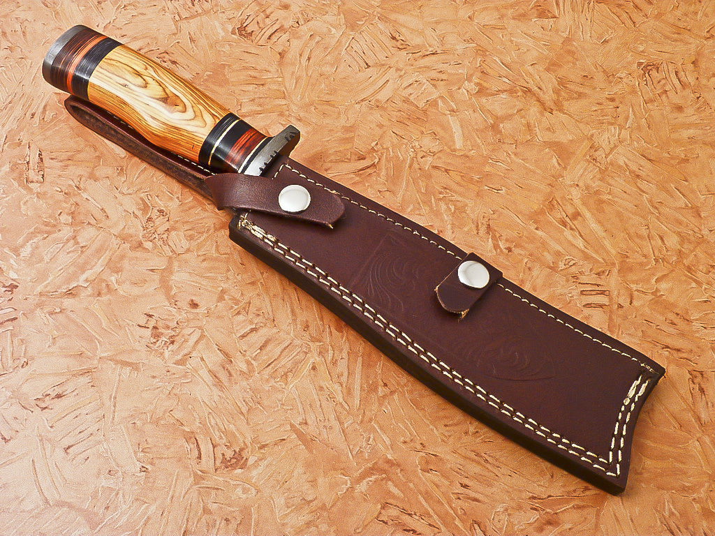 HS -540 Custom Handmade Damascus Hunting Knife With Colored Bone Handle