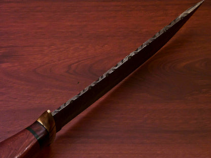 HS-512 Custom Handmade Damascus Hunting Knife With Bone & Wood Handle