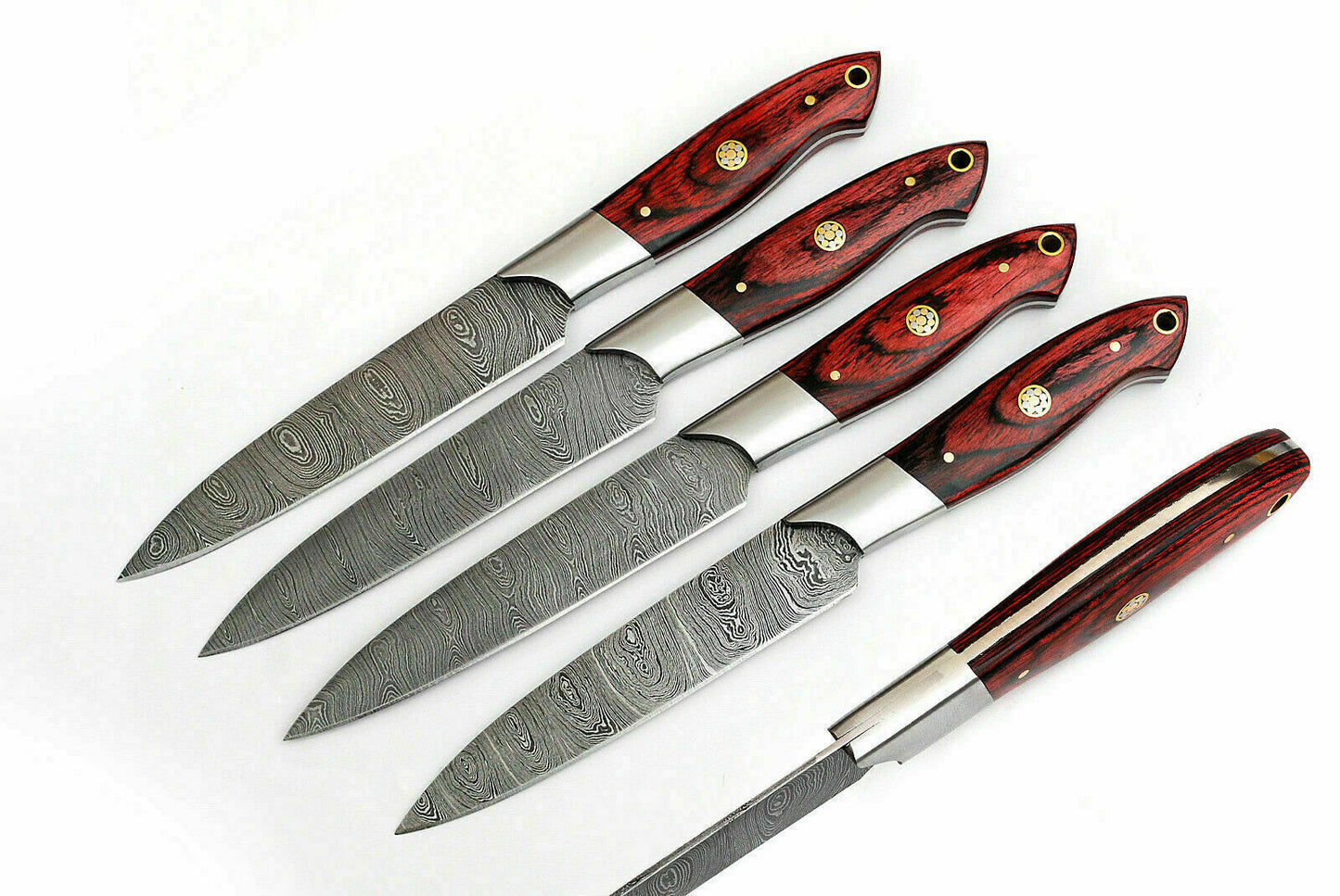 HS-226 Custom Handmade Damascus Kitchen-Chef Knives Set Lot Of Four Pecs With Wood Handle