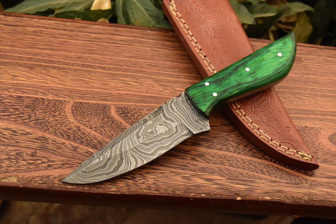 HS-832 Custom Handmade Damascus Skinner Knife With Hard Wood Handle