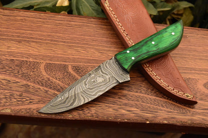 HS-832 Custom Handmade Damascus Skinner Knife With Hard Wood Handle