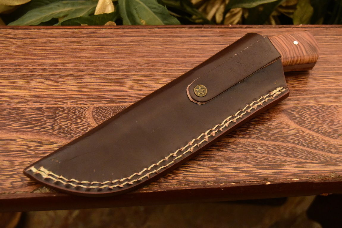 HS-834 Custom Handmade Damascus Skinner Knife With Hard Wood & Olive Wood Handle