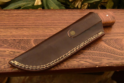 HS-834 Custom Handmade Damascus Skinner Knife With Hard Wood & Olive Wood Handle