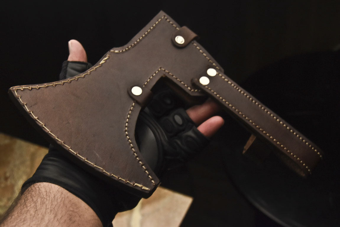 HS-1083 | Custom Handmade Damascus Tomahawk knife, Hatchet, Axe,Integral Natural Wood