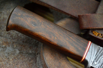 HS-848 Custom Handmade Damascus Skinner Knife Camping Tool - With Walnut Handle