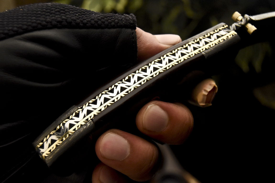 Custom Handmade Damascus Folding Knife With  Brown Micarta Handle
