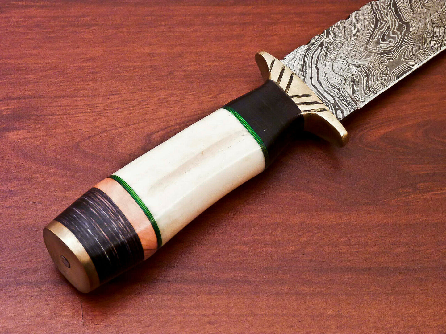 HS-526 Custom Handmade Damascus Hunting Knife Gut Hock Blade With Bone Handle