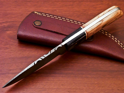 HS-809 Custom Handmade Damascus Skinner Knife With Wood Handle