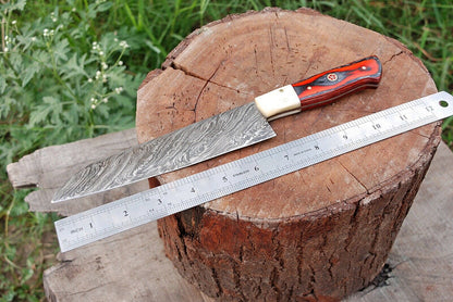 HS-296 Custom Handmade Damascus Kitchen/Chef Knife - Hard Wood Handle - Best Price