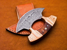 Load image into Gallery viewer, HS-1026 Damascus Ulu Knife, Damascus chef Knife, Christmas Gift, Hand Forged ulu Knife, Pizza Cutter, Handmade Knives, Pizza Axe, Gifts For Him
