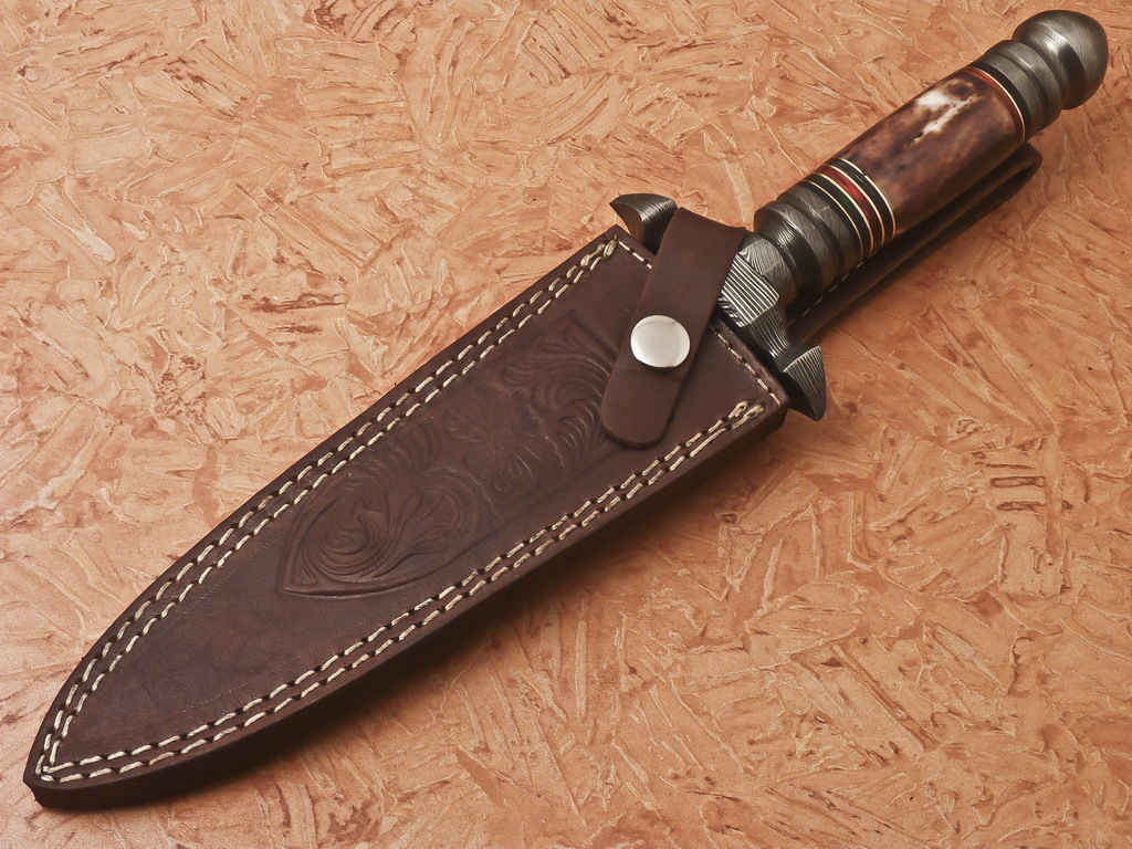 HS-543 Custom Handmade Damascus Hunting/Dagger Knife With Bone Handle