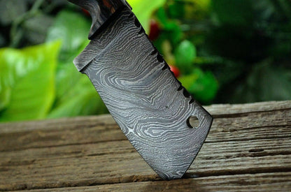 HS-826 Custom Handmade Damascus Mini Cleaver Knife With Hard Wood Handle