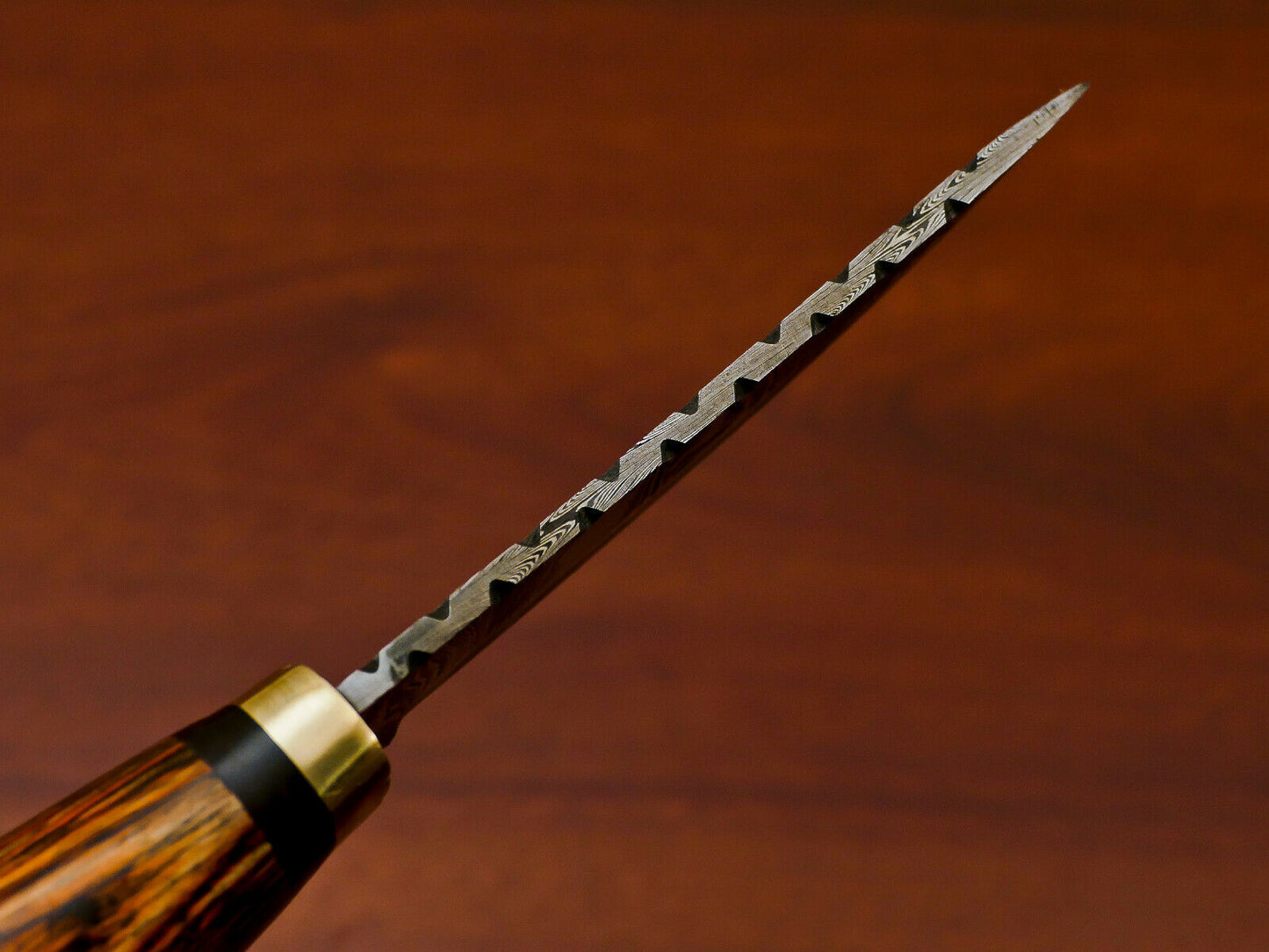 HS-810 Custom Handmade Damascus Skinner Knife With Three Custom Colour  Hard Wood Handle
