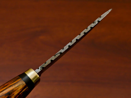 HS-810 Custom Handmade Damascus Skinner Knife With Three Custom Colour  Hard Wood Handle
