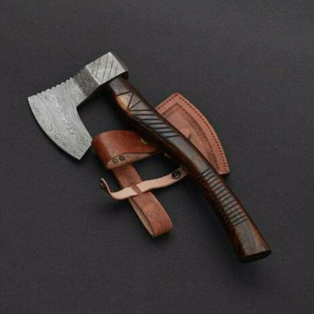 Handmade Damascus Steel Viking Axe – Rose Wood Handle | Hunting Axe | HS-1015
