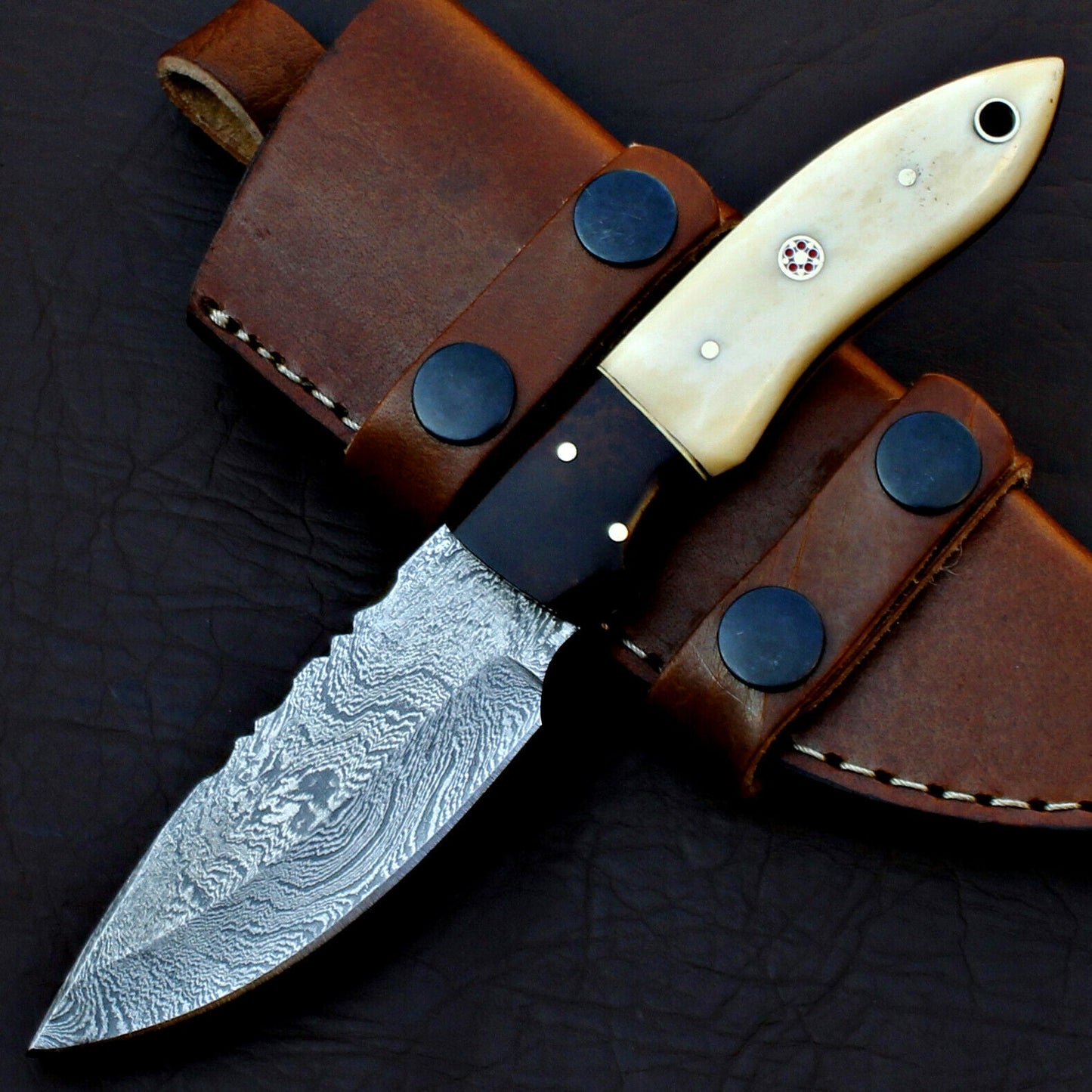 HS-576  CUSTOM HAND FORGED DAMASCUS STEEL HUNTING SKINNER KNIFE