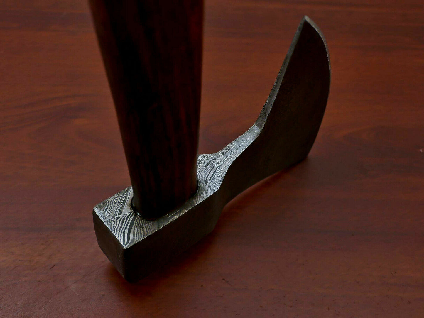 HS-1072 | Custom Handmade Damascus Hand Forged Tomahawk knife, Hatchet, Axe, Integral With Natural Wood