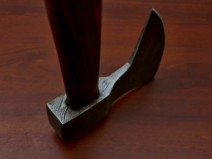 HS-1072 | Custom Handmade Damascus Hand Forged Tomahawk knife, Hatchet, Axe, Integral With Natural Wood
