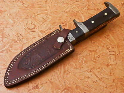 HS-544 Custom Handmade Damascus Hunting Knife With Hard Bufalo Horn Handle