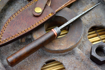 HS-848 Custom Handmade Damascus Skinner Knife Camping Tool - With Walnut Handle