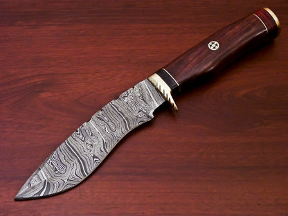 HS-521  Cutlery | Custom Handmade Damascus Hunting/Kukri Knife With Natural Wood Handle