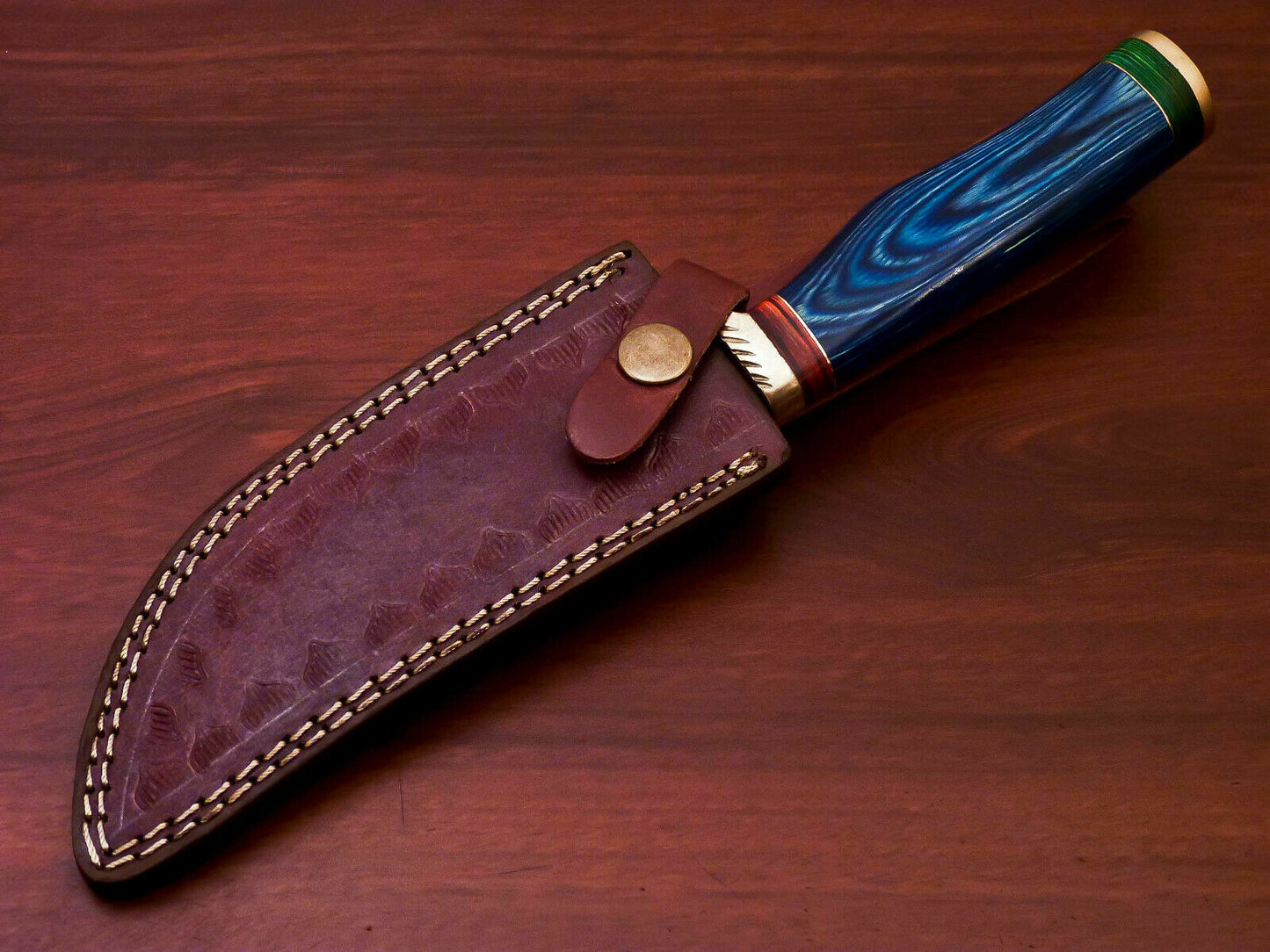 HS-510 Custom Handmade Damascus Hunting Knife With Hard Wood Handle