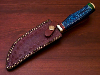 HS-510 Custom Handmade Damascus Hunting Knife With Hard Wood Handle