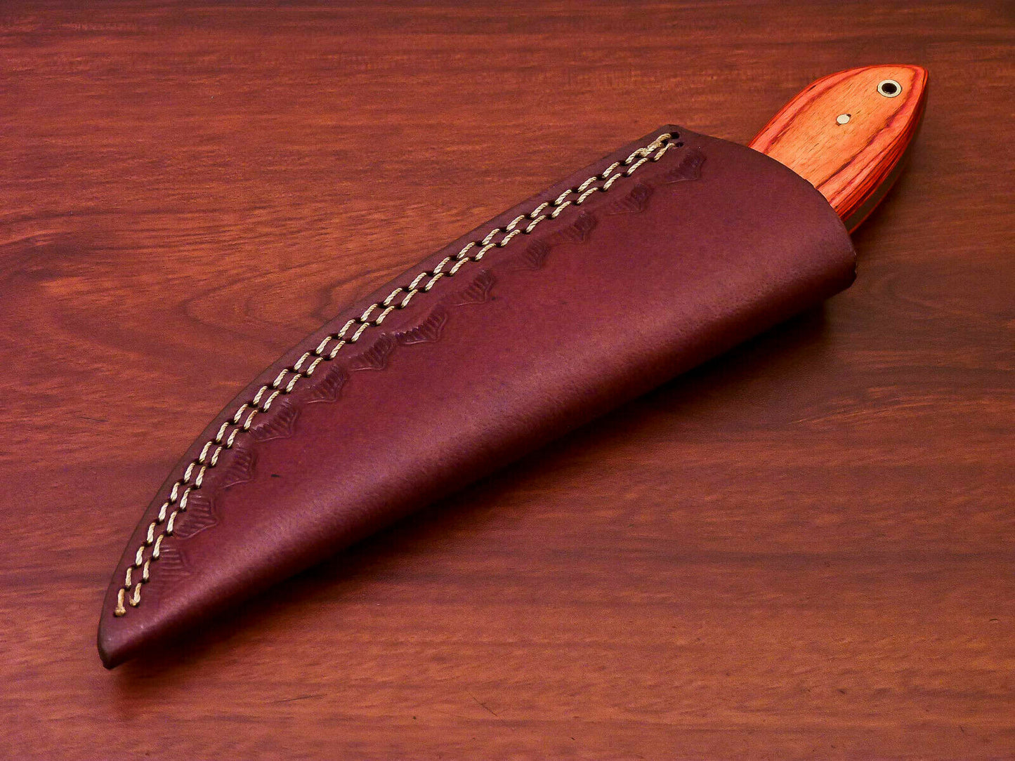 HS-816 Custom Handmade Damascus Skinner Knife With Wood Handle
