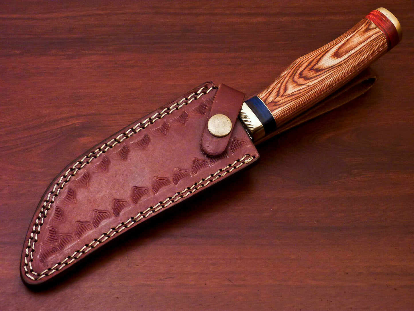 HS-511 Custom Handmade Damascus Hunting Knife With Hard Wood Handle