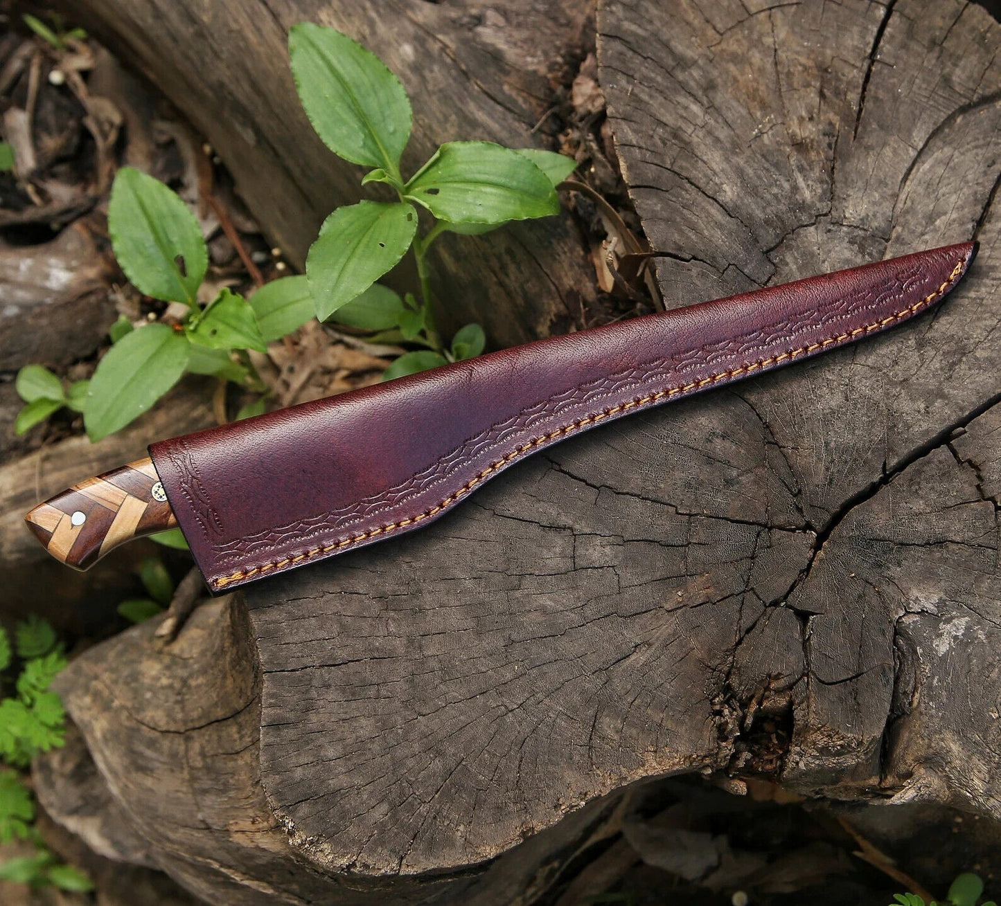 13" Damascus Steel Fillet Knife – Wood Handle | Best Fishing Knife | HS-1043