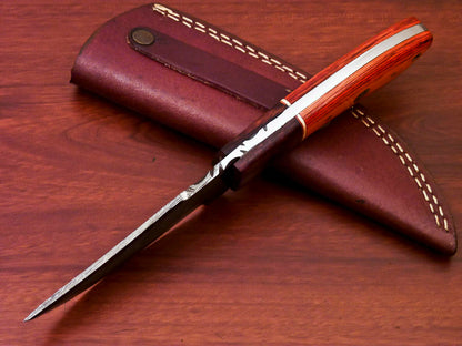 HS-806 Custom Handmade Damascus Skinner Knife With Hard Wood Handle