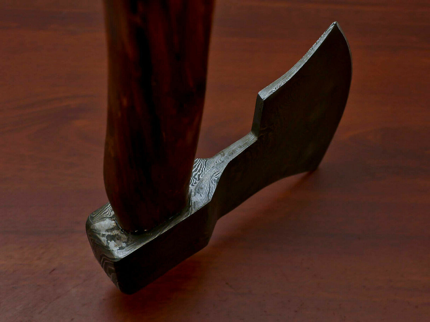 HS-1071 | Custom Handmade Damascus Hand Forged Tomahawk knife, Hatchet, Axe, Integral With Natural Wood
