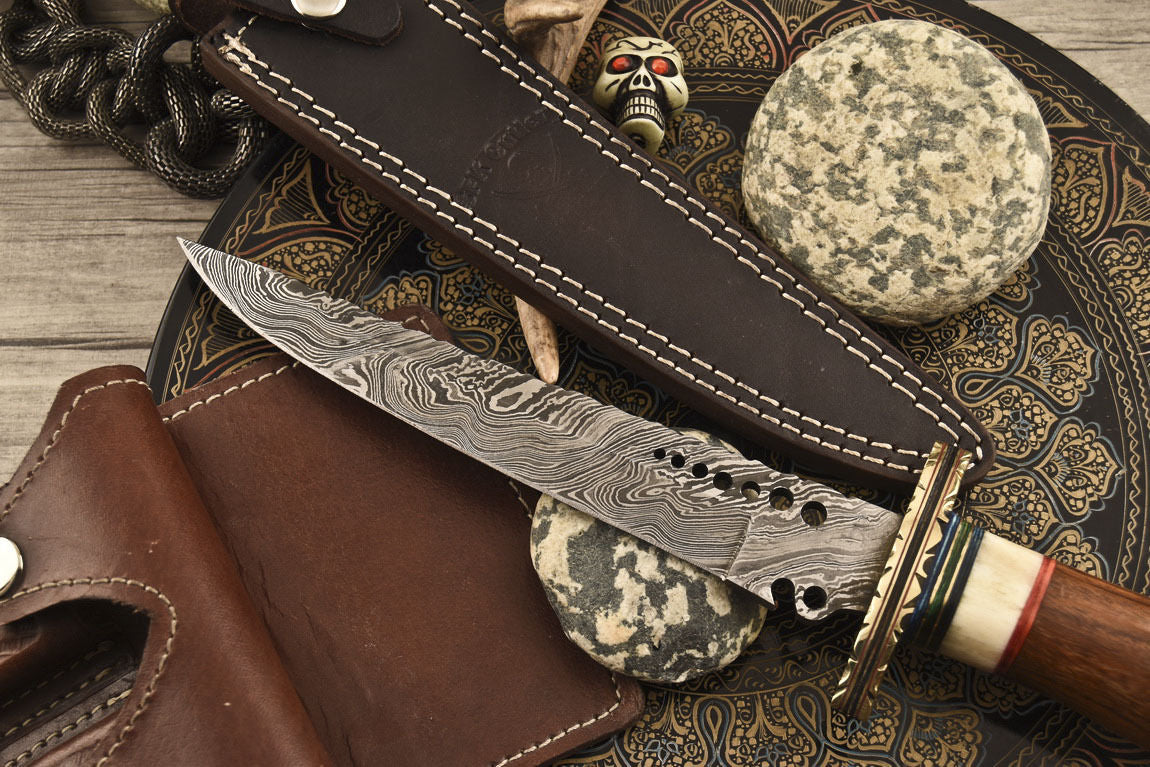 HS-532 Custom Handmade Damascus Fillet Fish Knife With Wood Handle
