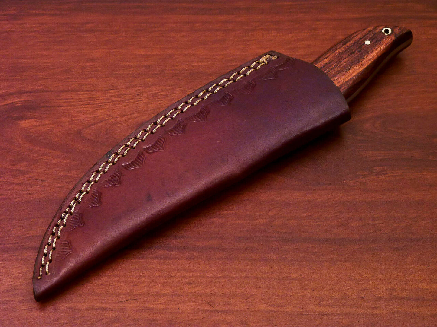 HS-817 Custom Handmade Damascus Skinner Knife With Hard Wood Handle